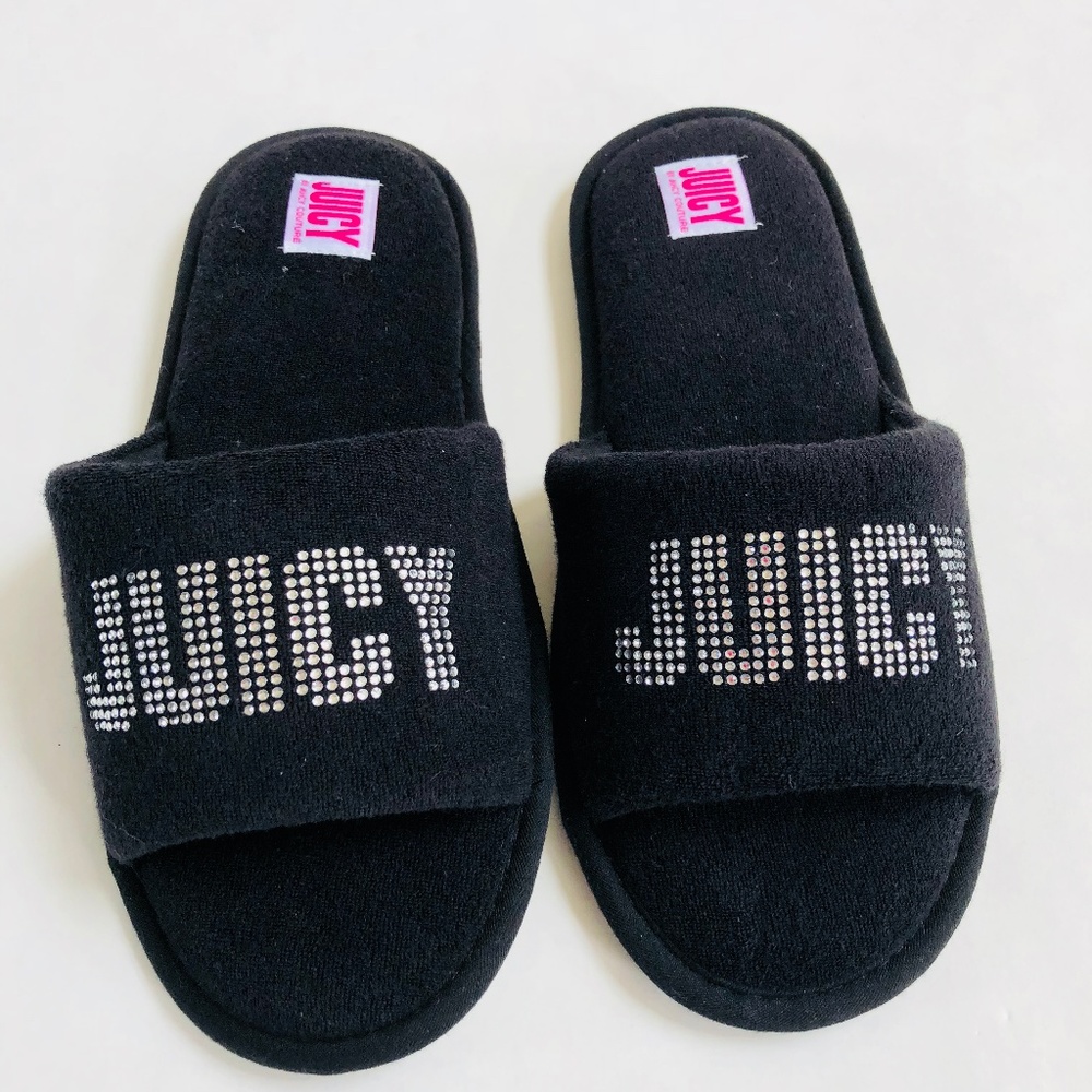 Juicy Couture Women's Black Logo Slippers